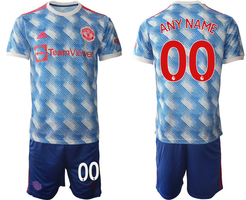 Men 2021-2022 Club Manchester United away blue customized Soccer Jersey